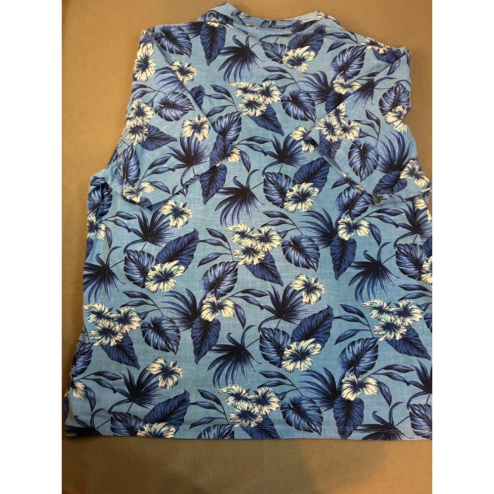 Tommy Bahama Mens XXXL Polo Shirt Cotton Spandex Blue Floral Tropical Marlin